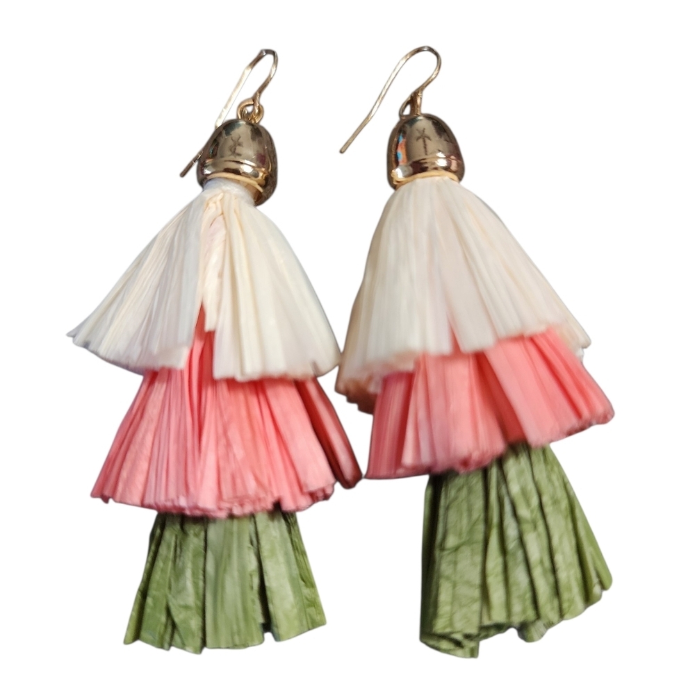 Raffia Tassel Multicolor Earrings